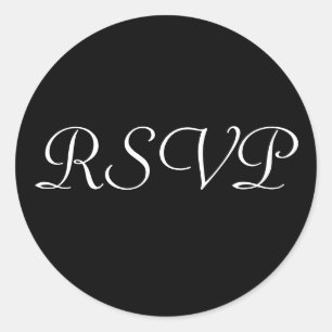 Adesivo Vinheta de Casamento RSVP - Preto com Letras Branc