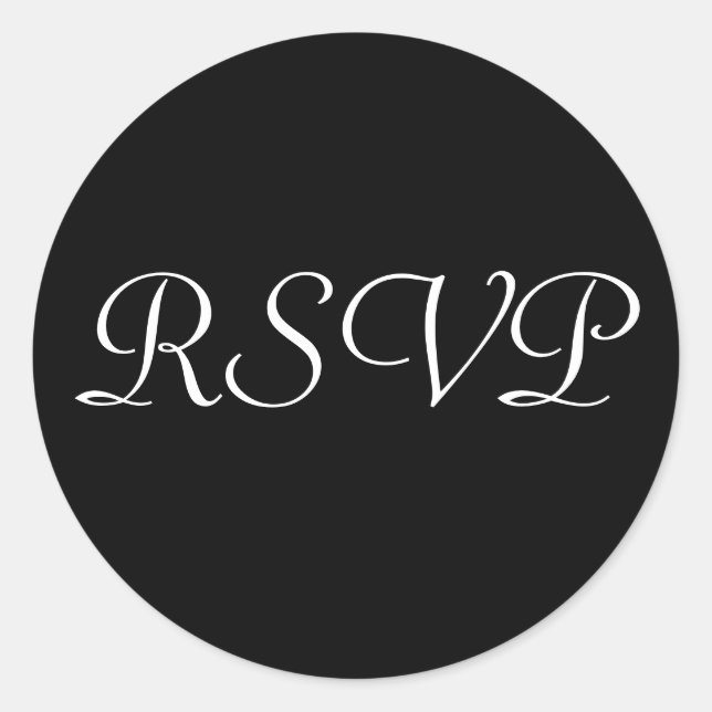 Adesivo Vinheta de Casamento RSVP - Preto com Letras Branc (Frente)