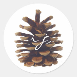 Adesivo Vinheta de Casamento Rustic Chic Pine Cone