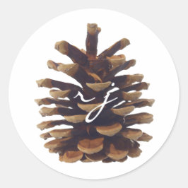 Adesivo Vinheta de Casamento Rustic Chic Pine Cone