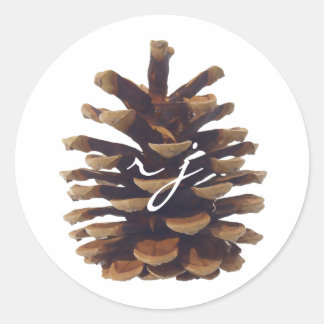 Adesivo Vinheta de Casamento Rustic Chic Pine Cone
