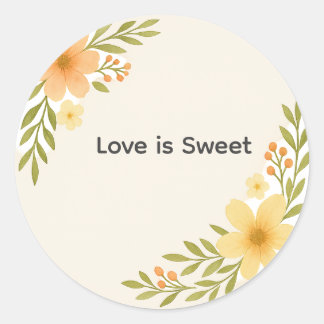Adesivo Vinheta de Casamento Rustic Wildflower Round