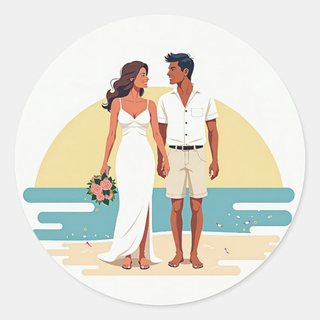 Adesivo Vinheta de Casamento Sunset Beach (Frente)