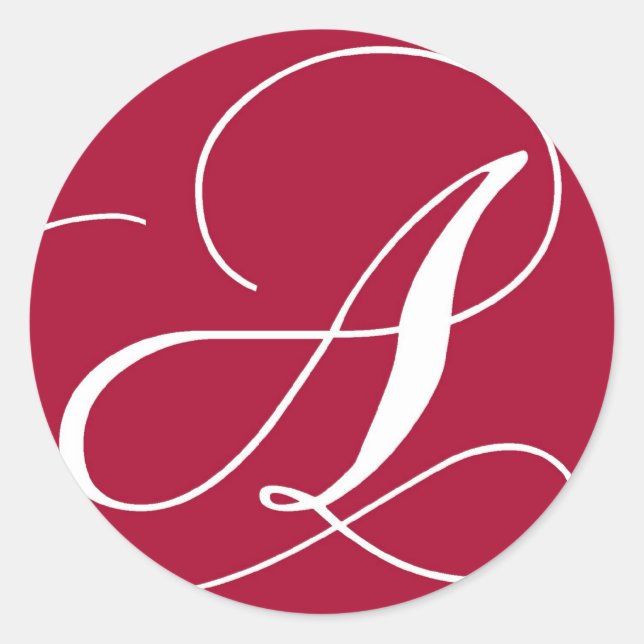 Adesivo Vinheta de Casamento Vermelho e Branco Monograma E (Frente)