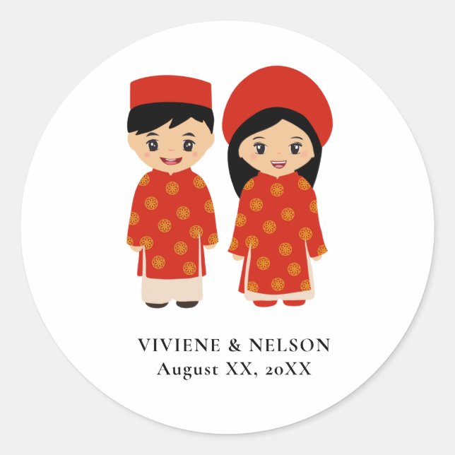 Adesivo Vinheta de Casamento Vietnamita (Frente)