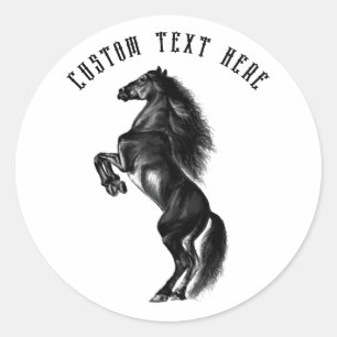 Adesivo Vinheta de Cavalo Preto-Preto-Inteiro com Texto Pe