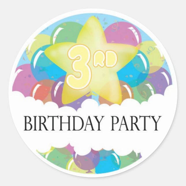 Adesivo Vinheta de celebração de aniversário de 3 anos (Frente)