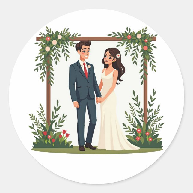 Adesivo Vinheta de Celebração de Casamento (Frente)