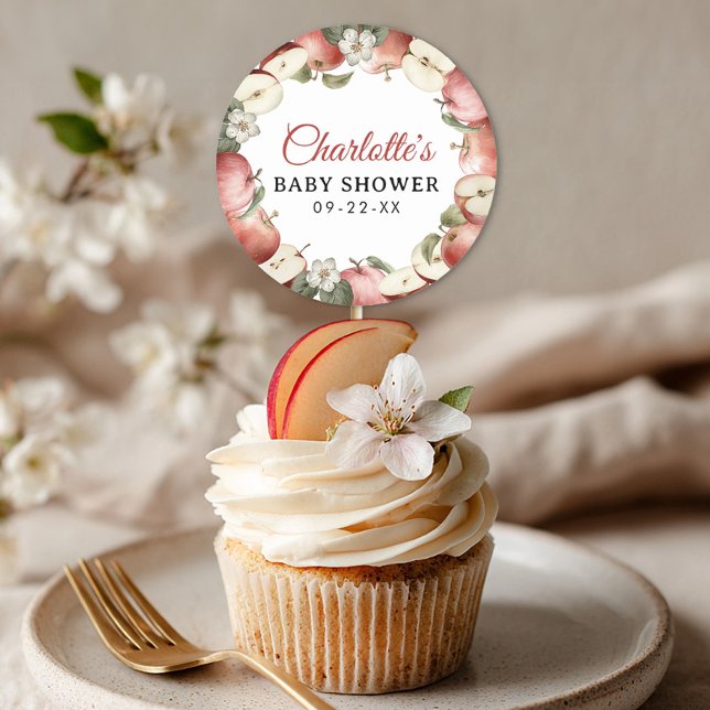 Adesivo Vinheta de Chá de fraldas de Favor do Flor da Maçã (Favor Sticker)