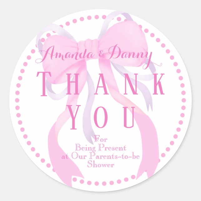 Adesivo Vinheta de Chá de fraldas de Fita Rosa (Frente)