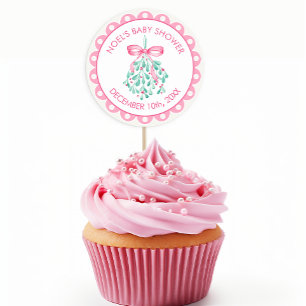 Adesivo Vinheta de Chá de fraldas de Natal rosa
