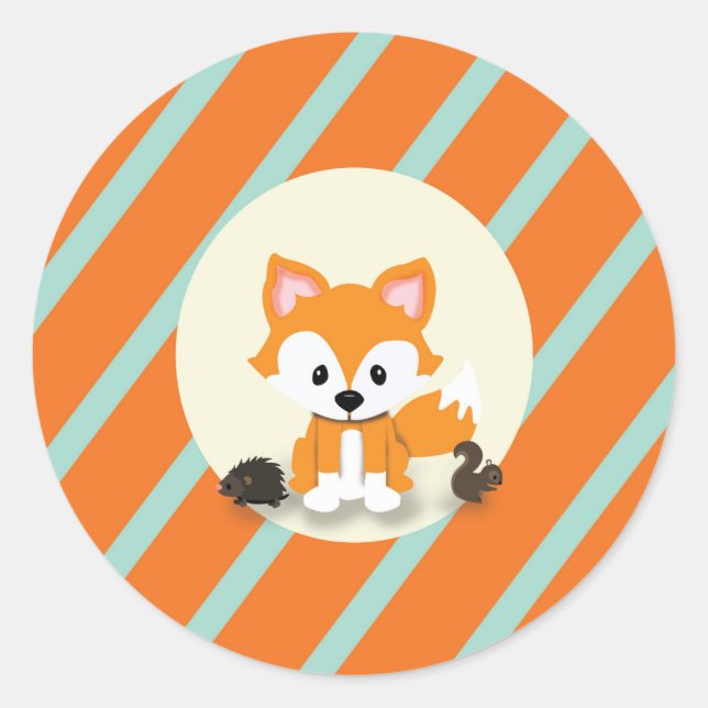 Adesivo Vinheta de Chá de fraldas de Woodland e Fox (Frente)
