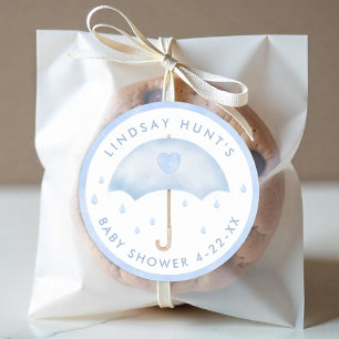 Adesivo Vinheta de Chá de fraldas Guarda-chuvas Azul