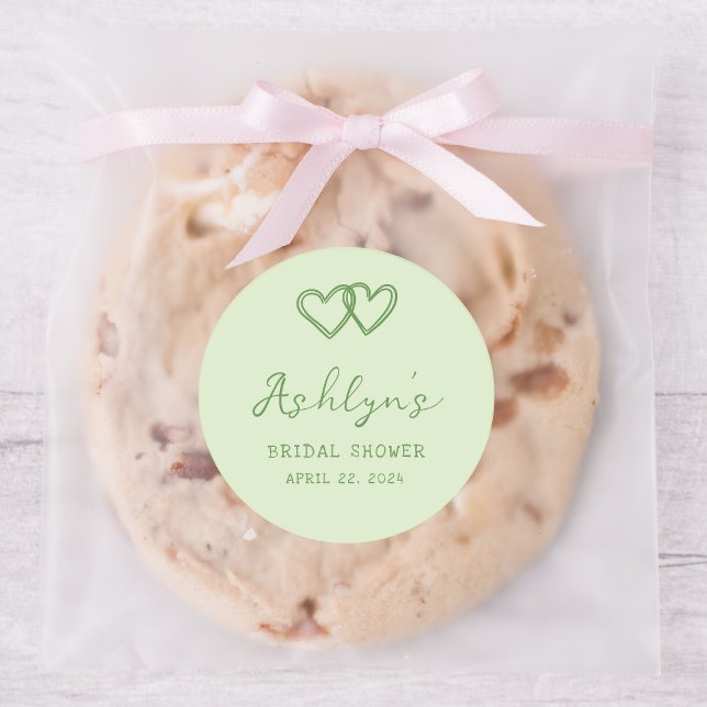 Adesivo Vinheta de Chá de panela de Coração Verde Desenhad (Criador carregado)