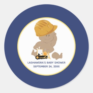 Adesivo Vinheta de Chá do Bebê de Construção