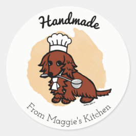 Adesivo Vinheta de Chef de Dachshund de Cabelo Longo Verme