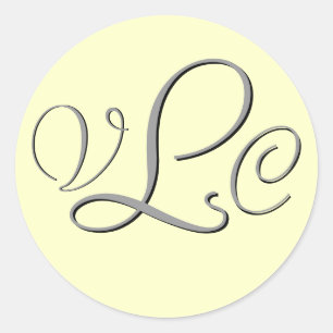 Adesivo Vinheta de Cinza e Creme Monograma Três