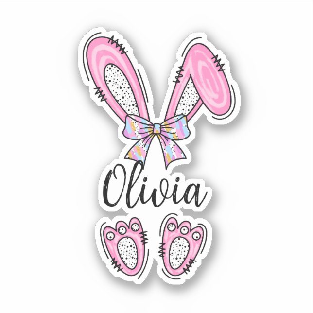 Adesivo Vinheta de Coelhinho de Páscoa Personalizada (Frente)