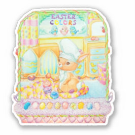 Adesivo Vinheta De Coloração De Ovos De Coelho Da Páscoa.