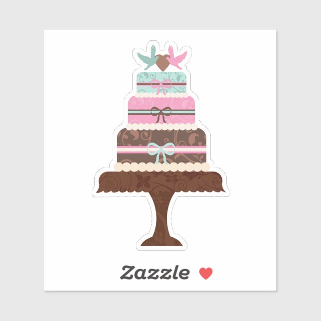 Adesivo Vinheta de Contorno de Bolo de Casamento (Folha)