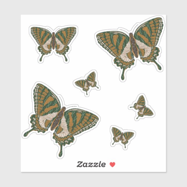 Adesivo Vinheta de Contorno de Swallowtail Aboriginal (Folha)