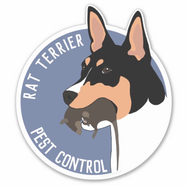 Adesivo Vinheta de controlo de pragas Rat terrier (Frente)