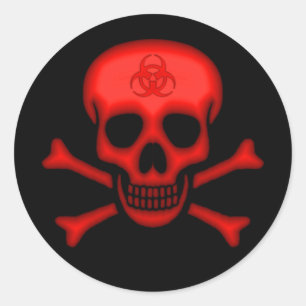 Adesivo Vinheta de crânio de risco biológico vermelho