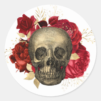 Adesivo Vinheta de crânio e flores