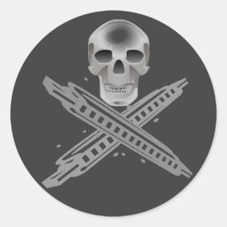 Adesivo Vinheta de crânio e Harpbones