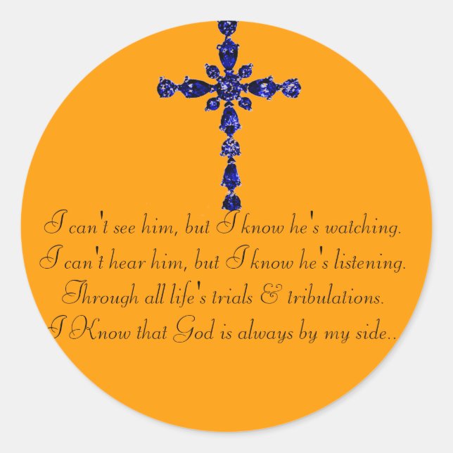 Adesivo Vinheta de cruz religiosa azul (Frente)