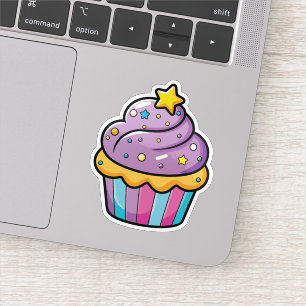 Adesivo Vinheta de Cupcake de desenho