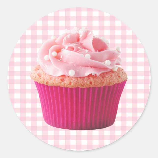 Adesivo Vinheta de Cupcake rosa (Frente)