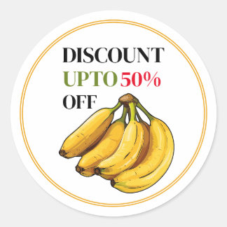 Adesivo Vinheta de Desconto de Fruta de Banana Personaliza