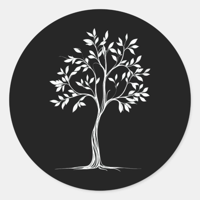 Adesivo Vinheta de desenho de árvore de linha de Solteiro  (Frente)