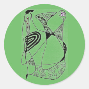 Adesivo Vinheta de design abstrato "Dancing Hen on Green"