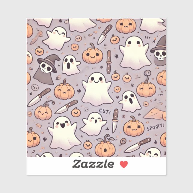 Adesivo Vinheta de Dia das Bruxas de Vinilo de Corte Perso (Folha)