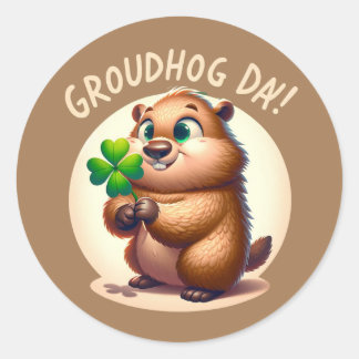 Adesivo Vinheta de dia de Groundhog
