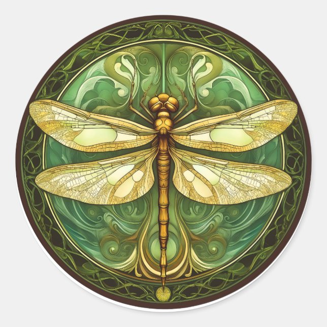 Adesivo Vinheta de Dragonfly de Vidro ornamentado (Frente)