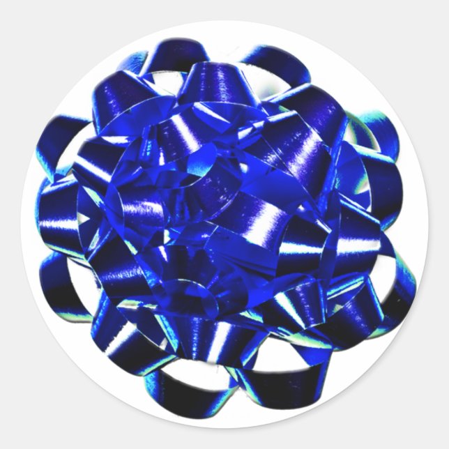 Adesivo Vinheta de embalagem de Natal de Arco azul (Frente)