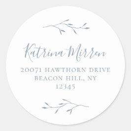 Adesivo Vinheta de endereço azul empoeirado de ramificação