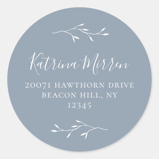 Adesivo Vinheta de endereço azul empoeirado de ramificação (Frente)