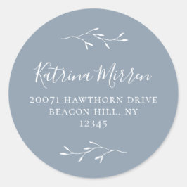 Adesivo Vinheta de endereço azul empoeirado de ramificação