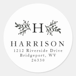 Adesivo Vinheta de endereço de monograma russa a preto e b