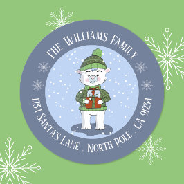 Adesivo Vinheta de Endereço de Regresso de Feriado Azul de