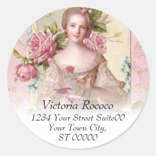 Adesivo Vinheta de Endereço Rococo Rosa