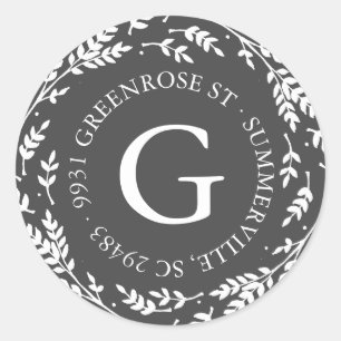 Adesivo Vinheta de Endereço Russo Wreath Monograma