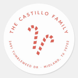 Adesivo Vinheta de Endereços de Retorno de Natal Candy Can