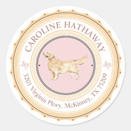 Adesivo Vinheta de Endereços de Retriever de Cachorro do T