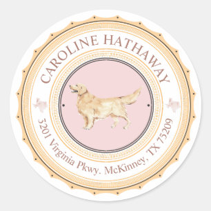 Adesivo Vinheta de Endereços de Retriever de Cachorro do T