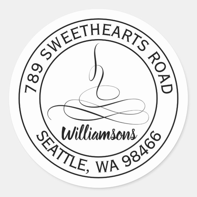 Adesivo Vinheta de Endereços Redondos de Casamentos de Cal (Frente)
